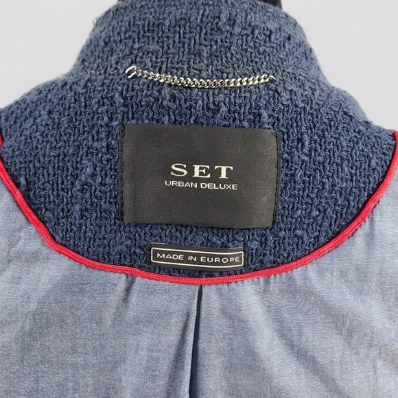 Set Urban Deluxe Women's Chunky Blue Knit Coat 6 - Picture 9 of 10